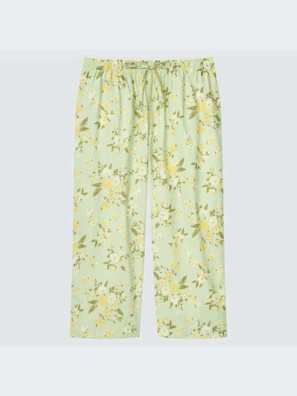 Uniqlo Relaco Cotton 3/4 Shorts, Light Green Floral, XS